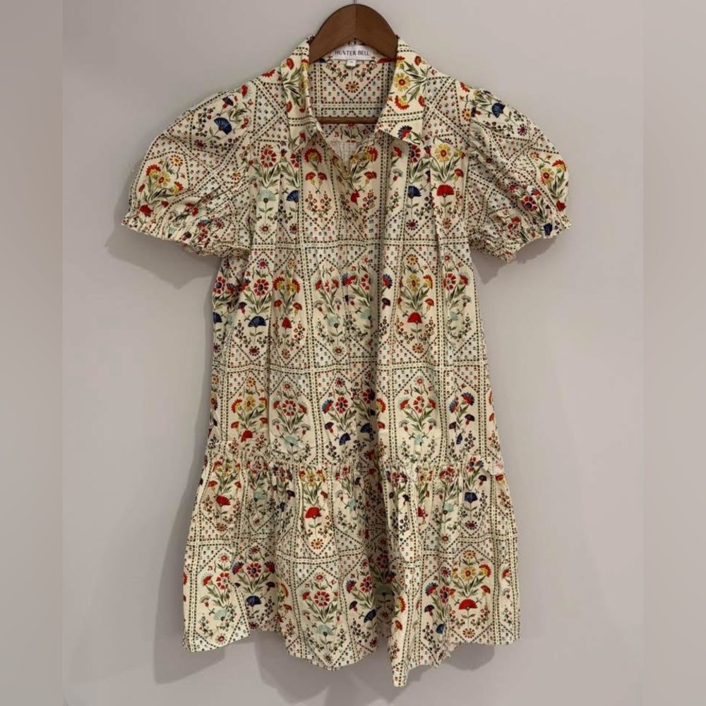 Hunter Bell Multicolor Floral Short Sleeve Dress